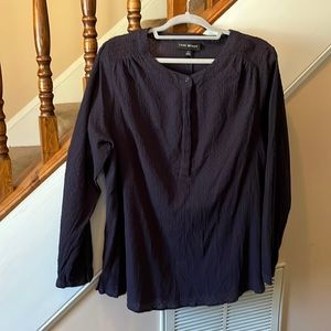 Lane Bryant Navy Blue Button Down Top